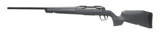 Synthetic Grey bolt action rifle with compact overall length.